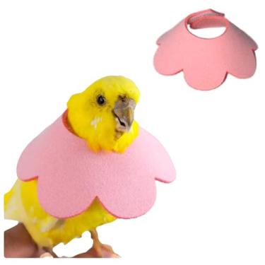 Imagem de Coleira elisabetana anti-mordida de papagaio de estimação, coleira elisabetana de segurança para cicatrização de penas, cones de recuperação de periquitos, calopsitas periquitas, conure quaker (rosa,