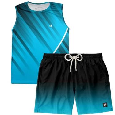 Imagem de Kit Regata Masculina Cavada Treino Short Casual Verão Praia Fitness Ac