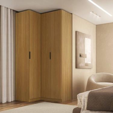 Imagem de Guarda-roupa de Canto Reto 3 Portas Mdf Altezza Slim Freijó