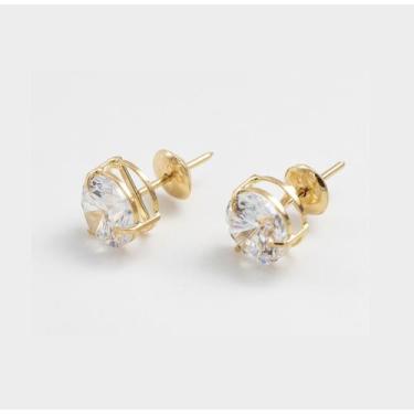 Imagem de Brinco de Ouro 18k PONTO DE LUZ - Zircônia BRANCA de 6mm - AdriaJp Joi