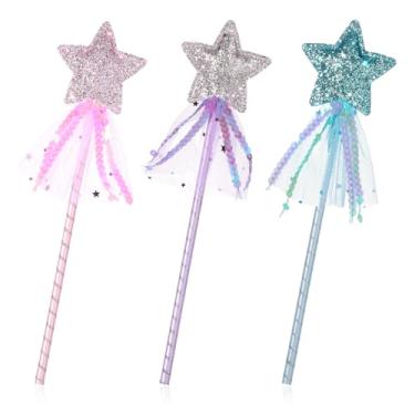 Imagem de Giantree 3Pcs Princess Star Wand, Glitter Fairy Wands, Magic Wand for Kids Princess Wands for Girls, Star Wand Birthday Gifts for Girls Princess Birthday Party Decorations for Birthday Wedding Cosplay