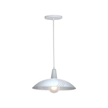 Imagem de Lustre Pendente Vitro Redondo 30Cm Branco Linhas