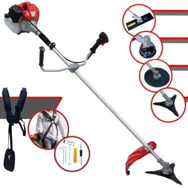 Imagem de Roçadeira Profissional Anmax CG430P À Gasolina 2T 43cc 9.000rpm 2HP 4 Em 1 Com Lâmina Facão e Carretel Nylon + EXTRA Faca 3 Pontas e Faca 80 Dentes