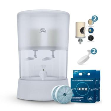 Imagem de Kit Filtro Stéfani Modelo Cristal de 8L com vela tripla, bóia smart, Torneira Clic + 2 discos mineralizdores de água DIMI