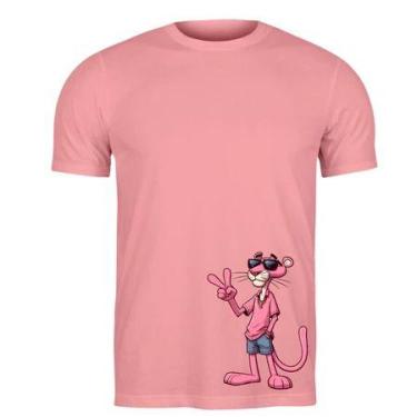 Imagem de Camiseta 100% Algodão Estampa A Pantera Cor De Rosa Pernalonga Piu Piu