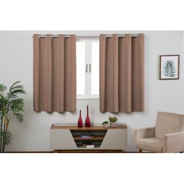 Imagem de Cortina Blackout Térmica Vários Tamanhos com Ilhós Cromado | Anti Luz e Frio | Tecido Grosso para Quarto e Sala | Instalação Simples | Elegante e Funcional (Avelã, 2,80m x 1,80m)