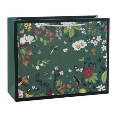 Imagem de HANSWARE Pacote com 6 sacos de presente verdes médios de 24,4 cm com alças, sacos de presente de flores vintage para presentes fofos para dia dos namorados, casamento, Páscoa, Natal, chá de bebê,