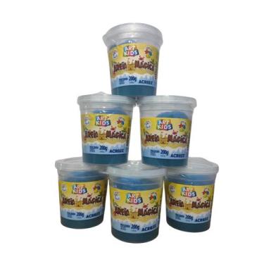 Imagem de Kit 6 Potes Areia Magica Cor Azul 200g Acrilex Art Kids