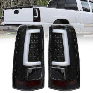 Imagem de Um par de montagem de luz traseira adequado para Chevy Silverado 2003-2006 1500/2500/3500/1500HD/2500HD 2500HD e lâmpadas de freio traseiro fumê do lado do motorista e do passageiro (esquerda +
