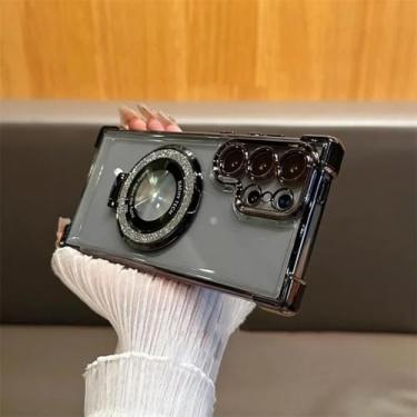 Imagem de MVVKKY para Samsung S24 Plus Electroplate Airbag Stand Holder Case Cover (para Samsung S24 Plus/BlackTM)