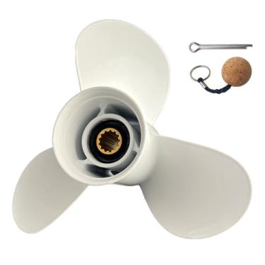 Imagem de VRIWOY Hélice de barco de alumínio 11 3/4×10 11 1/8×14 11×15-G compatível com motor de popa Yamaha 4 tempos 13 estrias dentes 25-60HP 25/30/40/48/50/55/60HP RH (11×15)