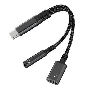 Imagem de D & K Exclusives USB C para fone de ouvido de 3,5 mm e adaptador de carregador, 2 em 1 USB C para conector de áudio AUX com cabo dongle de carregamento rápido PD 60W para Galaxy S23/S22/S21/S20 Ultra
