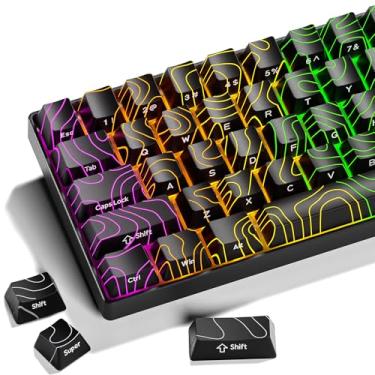 Imagem de XVX teclas pretas, conjunto de teclas Doubleshot PBT Keycaps, teclado topográfico retroiluminado, perfil OEM compatível com 60% 65% 75% 80% 96% 100% teclados mecânicos - apenas teclas