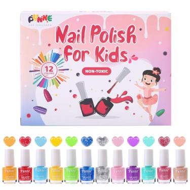 Imagem de Punne Esmalte Infantil - Conjunto De Esmaltes De Secagem Rápida E Atóxicos Para Meninas, 12 Cores, Kit De Esmaltes Descascáveis À Base De Água Para Meninas A Partir De 3 Anos, Presente