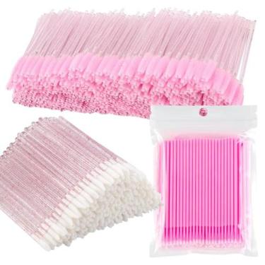 Imagem de Kit 200 Escovinhas + 200 Pincéis Boca + 200 Microbrush Para Cílios Maq