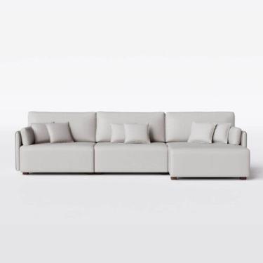 Imagem de Sofá Living com Chaise Barcelona 3,25m em Chenille Bege - Home Mobily