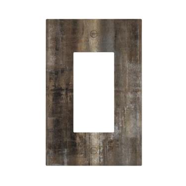Imagem de Thsanju Placa de cobertura para interruptor de luz marrom marrom rústico madeira abstrata vintage 1 gangue capas de tomada único basculante decorativo placas de parede elétricas receptáculo GFCI para