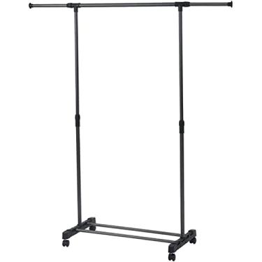 Imagem de LIFOND Cabide para roupa cabide sobre rodas, cabide de metal resistente independente, fácil de montar para armazenamento de roupas suporte de exibição barra de roupa para decoração de quarto B