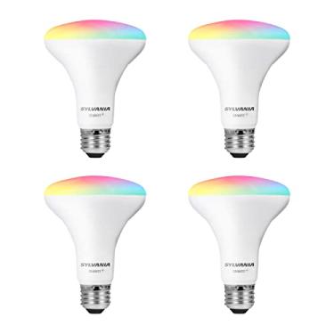 Imagem de Lâmpada inteligente SYLVANIA Wifi LED, 65W equivalente a cores e branco ajustável BR30, regulável, compatível somente com Alexa e Google Home - pacote com 4 (75688)