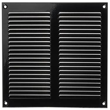 Imagem de LIRAST Capa de ventilação de 15 x 15 cm com tela embutida - Grade de ar de retorno preta para parede ou teto - Registro de ventilação HVAC retangular de metal - Dimensões externas: 20 cm L x 20 cm A