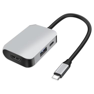 Imagem de XMSJSIY Hub USB tipo C 3 em 1 adaptador divisor multiportas com HDMI 4K e 5Gbps USB 3.0 e 100W Tipo-C PD transferência de dados rápida e carregamento para laptop, PC, telefone TV - 1 peça