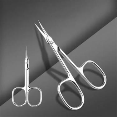 Imagem de Tesoura de cutícula ergonômica - Aço inoxidável profissional, cortador de unhas, design universal para mãos esquerda e direita, prateada
