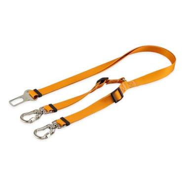 Imagem de Basic Pet Cinto De Segurança Pet Duplo Universal Cachorro Gato Cães Gatos Carro Coleira Adaptador Ajustável (Caramelo)