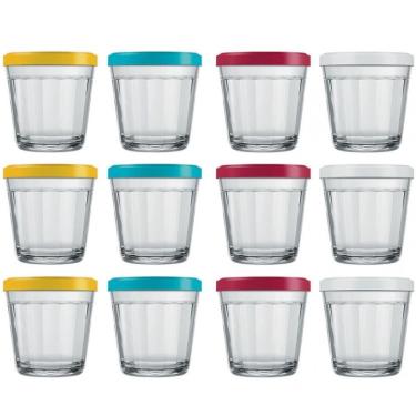 Imagem de Conjunto De Tigelas Copo Americano Em Vidro E Plástico 350 Ml 12 Peças Transparente Com Colorido