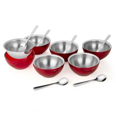 Imagem de Conjunto Sobremesa Vermelho Vision Bowls Colheres Multiuso