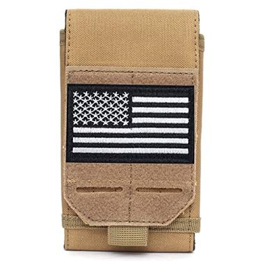 Imagem de VIIDOO Bolsa tática para celular, pequenas bolsas de administração Molle, suporte resistente à prova d'água para smartphone para cintura de cinto (Coyote Tan)