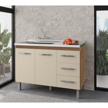 Imagem de Balcão Gabinete Bianca 2 Portas 3 Gavetas Para Pia 120m Sem Tampo/Cuba