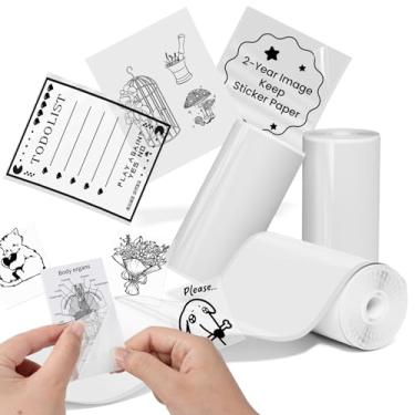 Imagem de Papel adesivo compatível com T02 M02X M02L papel térmico adesivo transparente para notas de estudo, fotos, listas mantenha por muito tempo preto em papel adesivo transparente, 50 mm x 3,5 m, 3 rolos