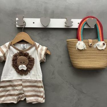 Imagem de 2 Cabideiros parede decoração Urso e Coração animais 2CUrCa - Hanger D