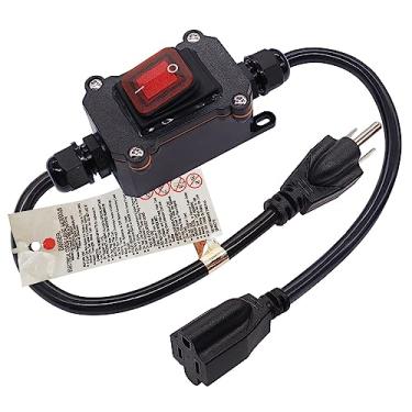 Imagem de weideer Cabo De Extensão Com Interruptor Em Linha Liga/Desliga Ip67 À Prova D'Água 20A 250V 16Awg 2 Pés 3 Pinos Tomadas Plugues Energia Led Vermelho Rocker Para Luzes Natal Ao Ar Livre Feriado