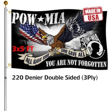 Imagem de Hypoth Bandeira Pow Mia Dupla Face 3X5 Para Área Externa - Resistente A Desbotamento Uv, Faixa Preta De 3 Camadas Com 2 Ilhós Latão Memorial Veteranos, Forças Armadas, Prisioneiros Militares