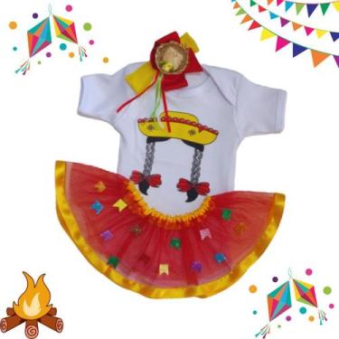 Imagem de fantasia bebe festa junina kit com 3 - FV PRESENTES CRIATIVOS, kit bra