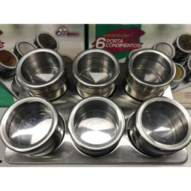 Imagem de Porta condimentos inox c/suporte 6 pçs em casa tem