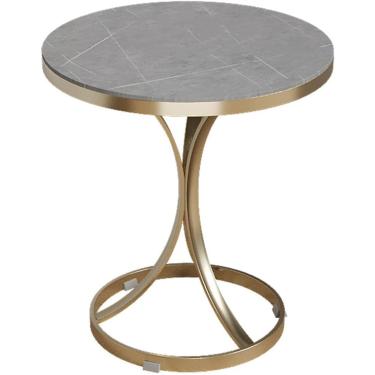 Imagem de Mesa De Café De Mármore Requintada, Mesa De Café Redonda, Mesa De Cabeceira Moderna Com Estrutura De Aço Resistente, Mesa De Sofá Para Sala De Estar, Quarto E Escritório, C, 50 * 50 * 55CM
