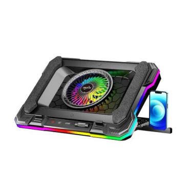 Imagem de Suporte Cooler Notebook e Celular Gamer RGB USB 2.0 Oberon