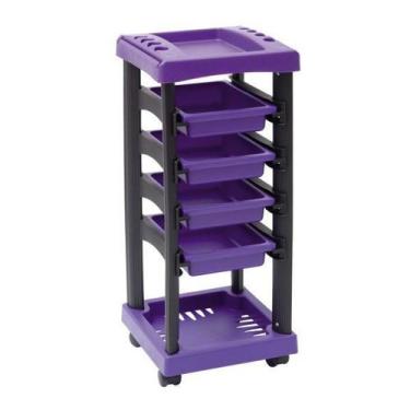 Imagem de Carrinho Auxiliar para Cabeleireiros com 4 Gavetas Santa Clara, Preto 