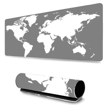 Imagem de Mouse Pad Gamer Profissional Grande Confortavél Anti Derrapante 90x40 - Mapa Mundi Cinza