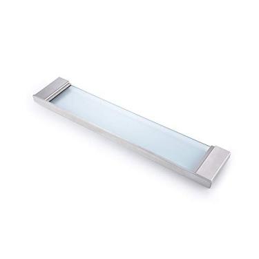 Imagem de Prateleira de vidro para banheiro moderna QT – Montado na parede, acabamento escovado, feito de aço inoxidável, à prova de água e ferrugem, fácil de instalar