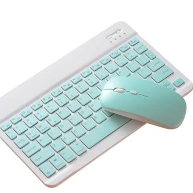 Imagem de Kit Teclado e Mouse Sem Fio Bluetooth com Bateria Recarregável, Conforto e Alta Performance Para Tablet Pc iPad (azul)