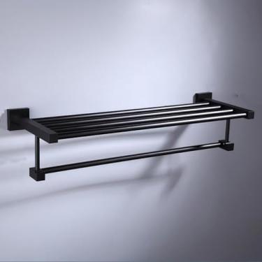 Imagem de Conjunto de banheiro de alumínio - Toalheiro com prateleira sopradora - Ferragens, Toalheiro de 55 cm