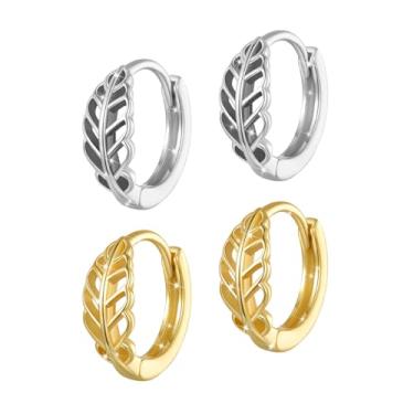 Imagem de WOSTU Brincos de argola de folha de outono banhados a ouro prata com veia de folha oca brincos hipoalergênicos e leves joias finas para mulheres, esposa e mãe, Cobre, Sem pedra preciosa
