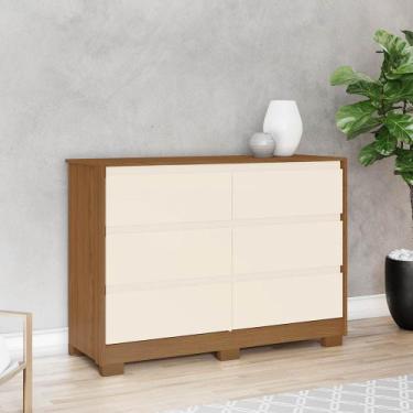 Imagem de Cômoda 129,5cm 6 Gavetas Ravenna Henn, Nature/Off White