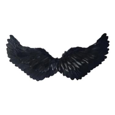 Imagem de UxicRuya Decoração de fantasia de asa de anjo, acessórios para fantasia de Halloween para festa de carnaval, Black M
