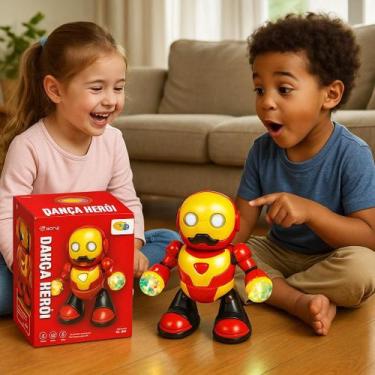 Imagem de Robô Dançarino Homem Ferro Luz Som Brinquedo Menino Herói Presente Bon