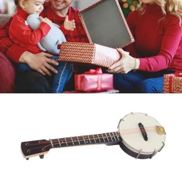 Imagem de Modelo de Banjo Em Miniatura Com Caixa de Armazenamento de Suporte, Mini Instrumento Musical Colecionável, Superfícies Mais Suaves e Realistas, Acessórios de Casa de Bonecas para