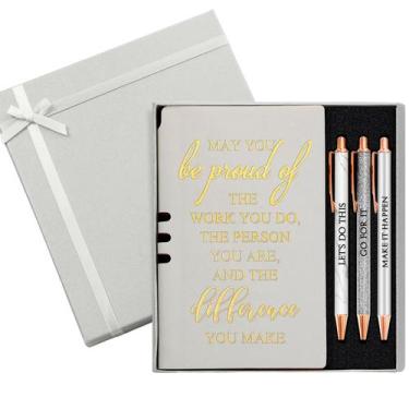 Imagem de Conjunto de presentes Resurhang Leather Journal Notebook com 3 canetas